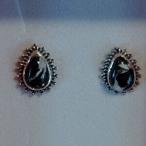 White Buffalo Turquoise Teardrop Earrings